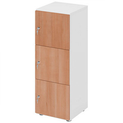 HAMMERBACHER Schließfachschrank weiß, nussbaum V234L3/W/N/DS, 3 Schließfächer 40,0 x 42,0 x 110,0 cm