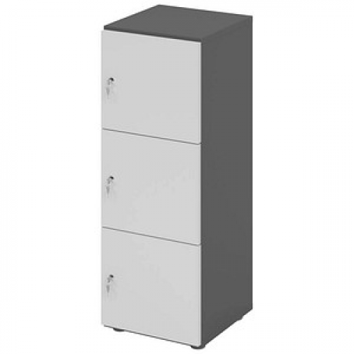 HAMMERBACHER Schließfachschrank grafit, lichtgrau V234L3/G/5/DS, 3 Schließfächer 40,0 x 42,0 x 110,0 cm