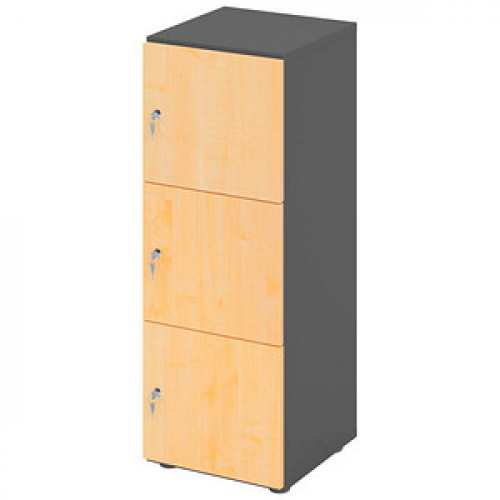 HAMMERBACHER Schließfachschrank grafit, ahorn V234L3/G/3/DS, 3 Schließfächer 40,0 x 42,0 x 110,0 cm