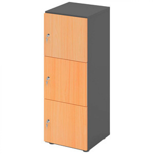 HAMMERBACHER Schließfachschrank grafit, buche V234L3/G/6/DS, 3 Schließfächer 40,0 x 42,0 x 110,0 cm