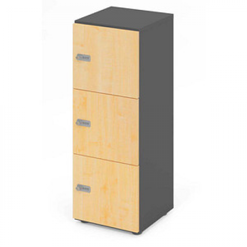 HAMMERBACHER Schließfachschrank grafit, ahorn V234L3/G/3/ZS, 3 Schließfächer 40,0 x 42,0 x 110,0 cm