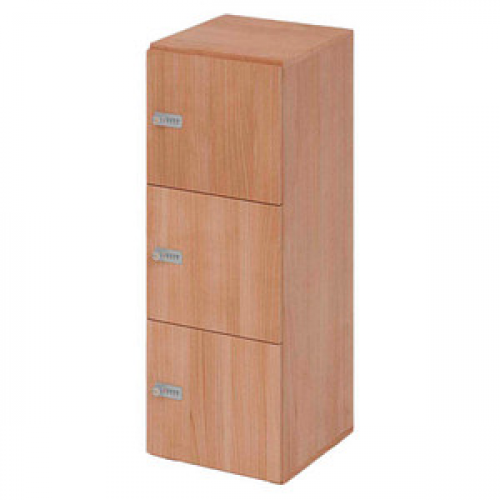 HAMMERBACHER Schließfachschrank nussbaum V234L3/N/N/ZS, 3 Schließfächer 40,0 x 42,0 x 110,0 cm