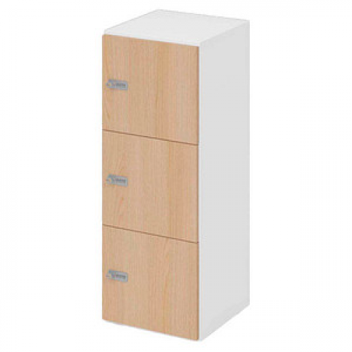 HAMMERBACHER Schließfachschrank weiß, eiche V234L3/W/E/ZS, 3 Schließfächer 40,0 x 42,0 x 110,0 cm