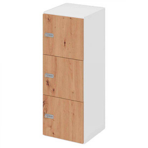 HAMMERBACHER Schließfachschrank weiß, asteiche V234L3/W/R/ZS, 3 Schließfächer 40,0 x 42,0 x 110,0 cm