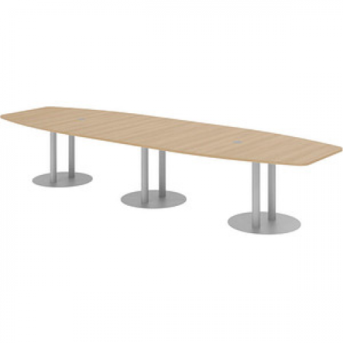 HAMMERBACHER Konferenztisch KT40S eiche Tonnenform, Rundrohr silber, 400,0 x 85,0 - 130,0 x 74,0 cm