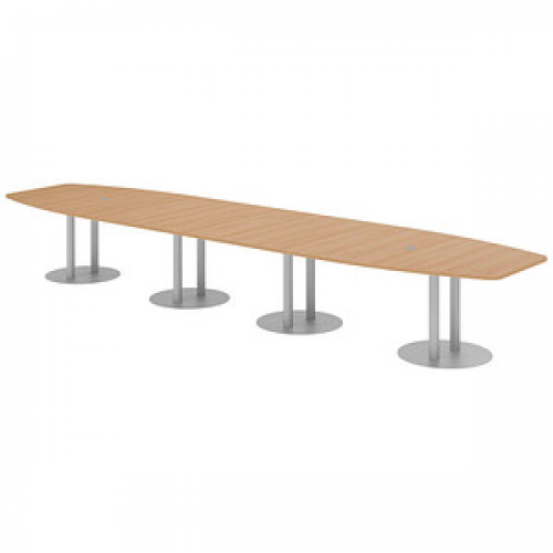 HAMMERBACHER Konferenztisch KT52S eiche Tonnenform, Rundrohr silber, 520,0 x 85,0 - 130,0 x 74,0 cm