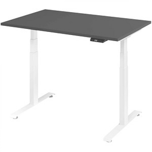 BaseLite Base Lite elektrisch höhenverstellbarer Schreibtisch grafit rechteckig, T-Fuß-Gestell weiß 120,0 x 80,0 cm