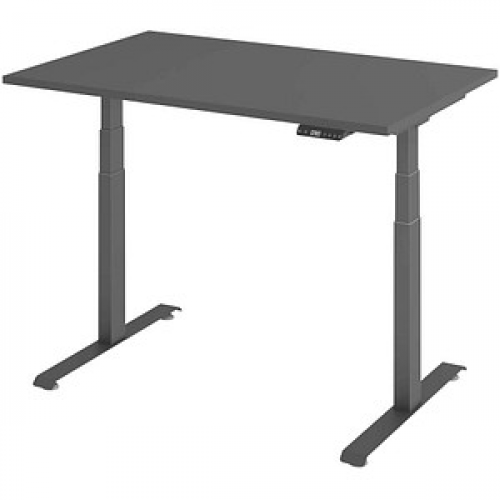 Base Lite elektrisch höhenverstellbarer Schreibtisch grafit rechteckig, T-Fuß-Gestell grau 120,0 x 80,0 cm