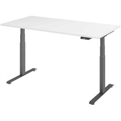 Base Lite elektrisch höhenverstellbarer Schreibtisch weiß rechteckig, T-Fuß-Gestell grau 160,0 x 80,0 cm