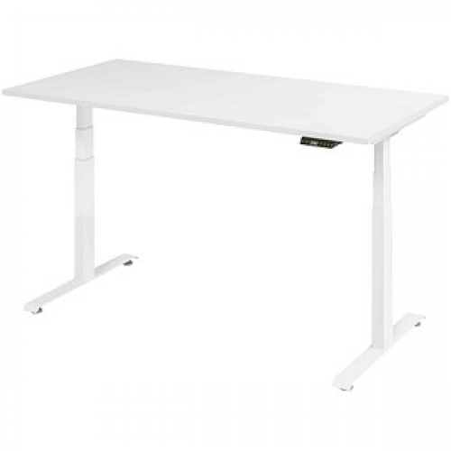Base Lite elektrisch höhenverstellbarer Schreibtisch weiß rechteckig, T-Fuß-Gestell weiß 160,0 x 80,0 cm