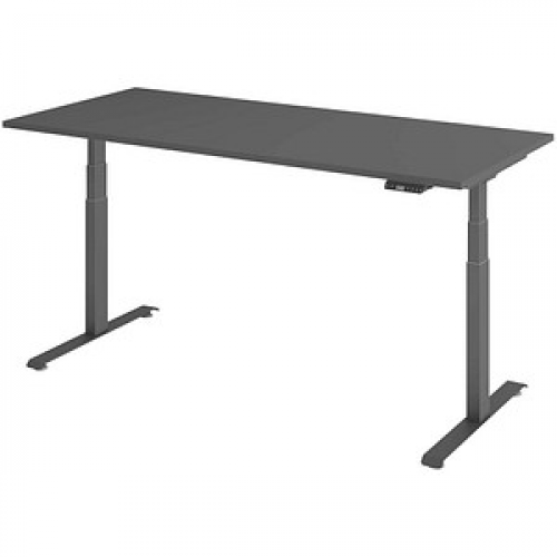 Base Lite elektrisch höhenverstellbarer Schreibtisch grafit rechteckig, T-Fuß-Gestell grau 180,0 x 80,0 cm