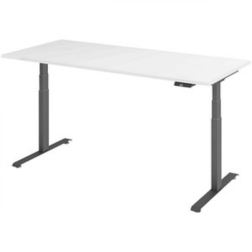 Base Lite elektrisch höhenverstellbarer Schreibtisch weiß rechteckig, T-Fuß-Gestell grau 180,0 x 80,0 cm