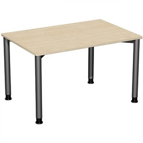 geramöbel Flex höhenverstellbarer Schreibtisch ahorn, anthrazit rechteckig, 4-Fuß-Gestell grau 120,0 x 80,0 cm