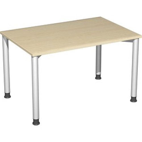 geramöbel Flex höhenverstellbarer Schreibtisch ahorn, silber rechteckig, 4-Fuß-Gestell silber 120,0 x 80,0 cm