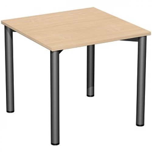 geramöbel Flex Schreibtisch buche, anthrazit quadratisch, 4-Fuß-Gestell grau 80,0 x 80,0 cm