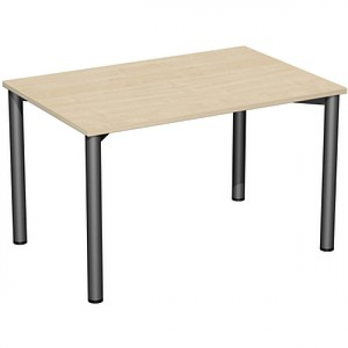 geramöbel Flex Schreibtisch ahorn, anthrazit rechteckig, 4-Fuß-Gestell grau 120,0 x 80,0 cm