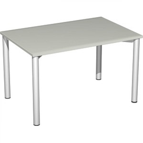 geramöbel Flex Schreibtisch lichtgrau, silber rechteckig, 4-Fuß-Gestell silber 120,0 x 80,0 cm