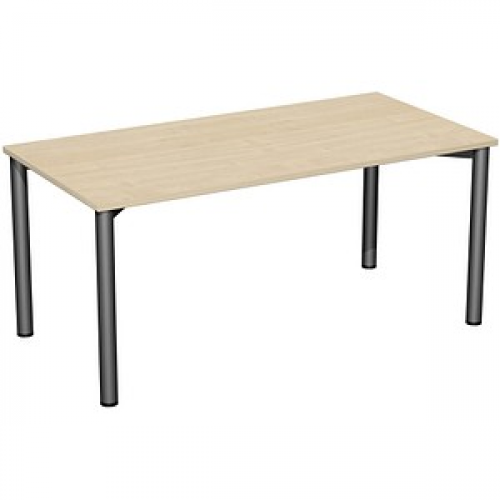 geramöbel Flex Schreibtisch ahorn, anthrazit rechteckig, 4-Fuß-Gestell grau 160,0 x 80,0 cm