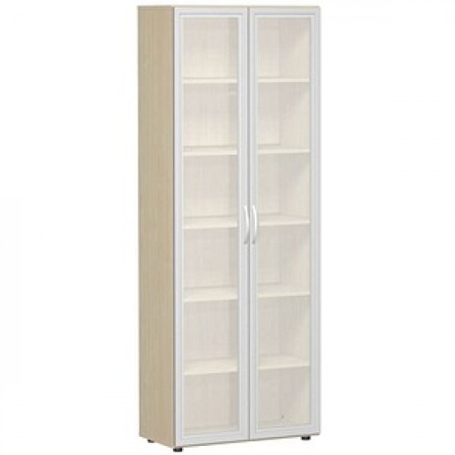 geramöbel Aktenschrank Flex, S-386821-GTA ahorn, Acrylglas satiniert 5 Fachböden 80,0 x 42,0 x 216,0 cm