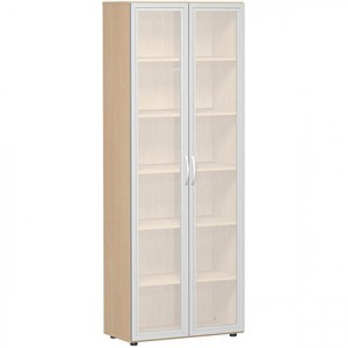 geramöbel Aktenschrank Flex, S-386821-GTB buche, Acrylglas satiniert 5 Fachböden 80,0 x 42,0 x 216,0 cm