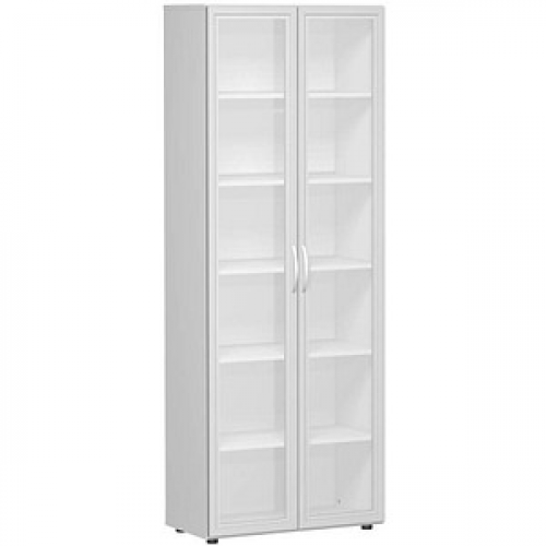 geramöbel Aktenschrank Flex, S-386821-GTL lichtgrau, Acrylglas satiniert 5 Fachböden 80,0 x 42,0 x 216,0 cm