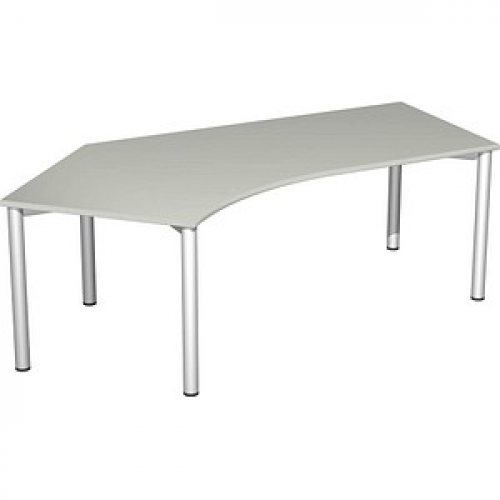 geramöbel Flex Schreibtisch lichtgrau, silber L-Form, 5-Fuß-Gestell silber 216,6 x 113,0 cm