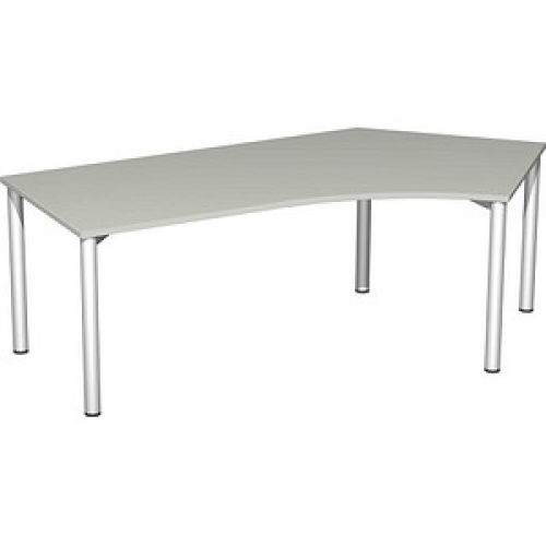 geramöbel Flex Schreibtisch lichtgrau, silber L-Form, 5-Fuß-Gestell silber 216,6 x 113,0 cm