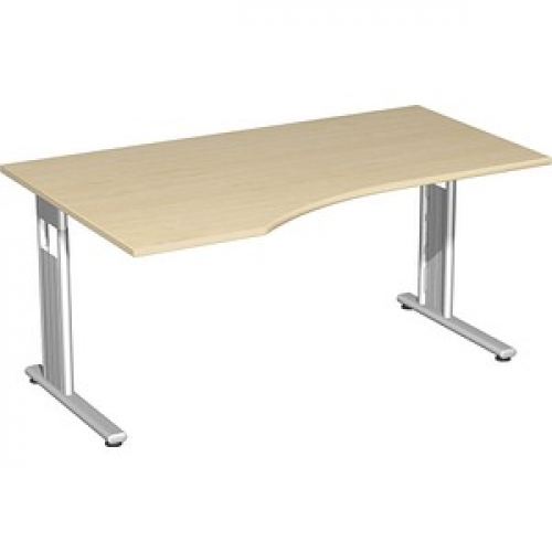 geramöbel Flex Schreibtisch ahorn L-Form, C-Fuß-Gestell silber 180,0 x 100,0 cm