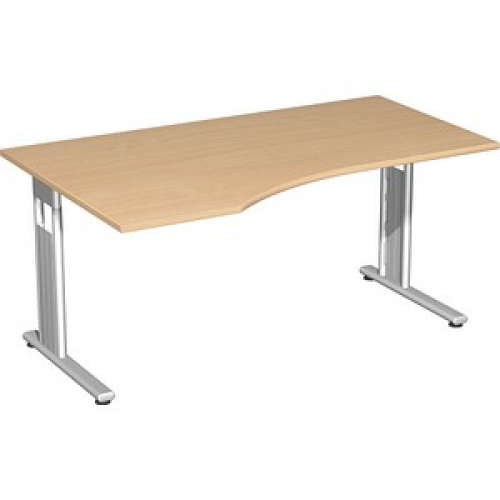 geramöbel Flex Schreibtisch buche L-Form, C-Fuß-Gestell silber 180,0 x 100,0 cm