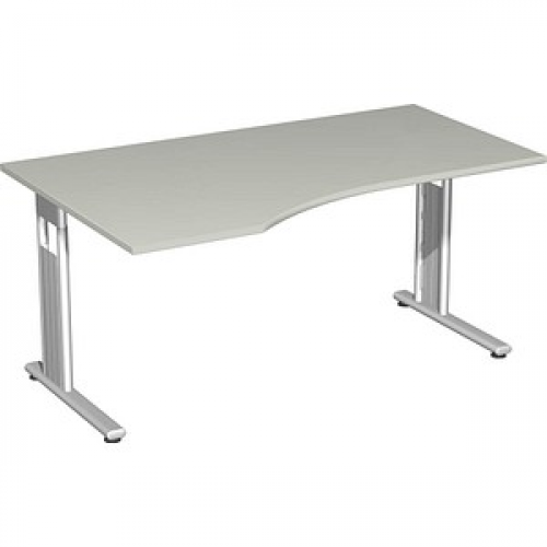 geramöbel Flex Schreibtisch lichtgrau L-Form, C-Fuß-Gestell silber 180,0 x 100,0 cm