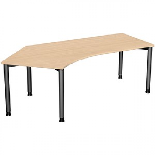 geramöbel Flex höhenverstellbarer Schreibtisch buche, anthrazit L-Form, 5-Fuß-Gestell grau 216,6 x 113,0 cm