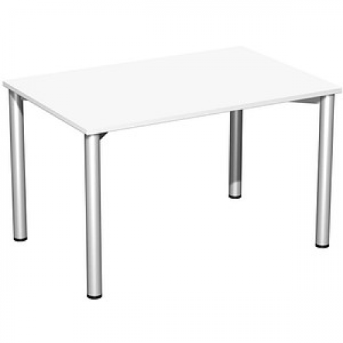 geramöbel Flex Schreibtisch weiß, silber rechteckig, 4-Fuß-Gestell silber 120,0 x 80,0 cm