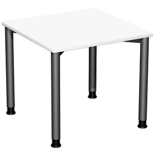 geramöbel Flex höhenverstellbarer Schreibtisch weiß, anthrazit rechteckig, 4-Fuß-Gestell grau 80,0 x 180,0 cm