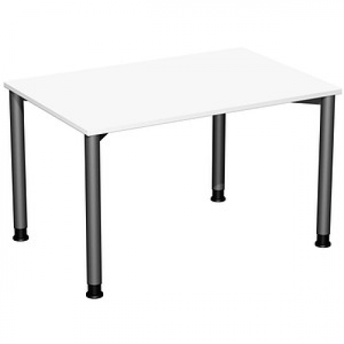 geramöbel Flex höhenverstellbarer Schreibtisch weiß, anthrazit rechteckig, 4-Fuß-Gestell grau 120,0 x 80,0 cm