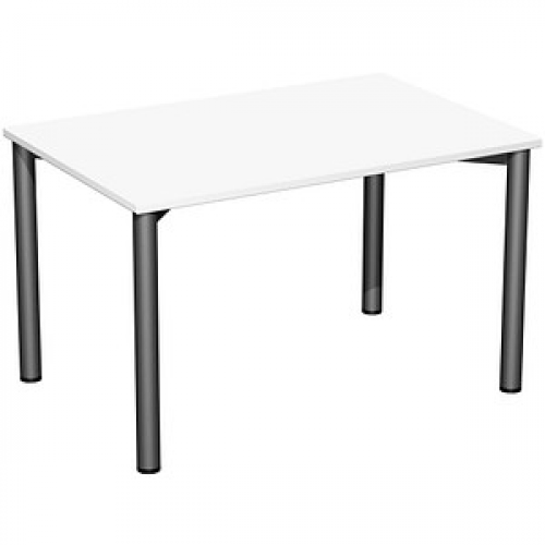 geramöbel Flex Schreibtisch weiß, anthrazit rechteckig, 4-Fuß-Gestell grau 120,0 x 80,0 cm