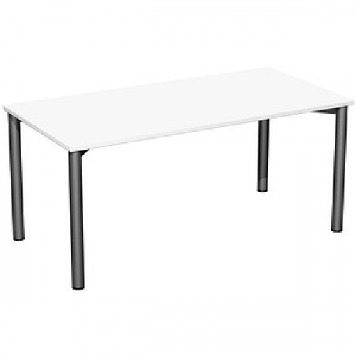 geramöbel Flex Schreibtisch weiß, anthrazit rechteckig, 4-Fuß-Gestell grau 160,0 x 80,0 cm