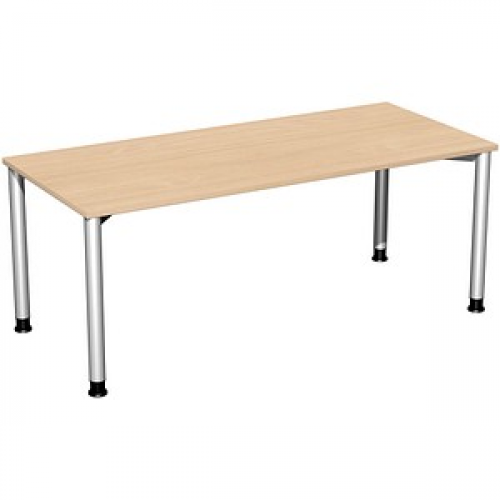 geramöbel Flex höhenverstellbarer Schreibtisch buche, silber rechteckig, 4-Fuß-Gestell silber 180,0 x 80,0 cm