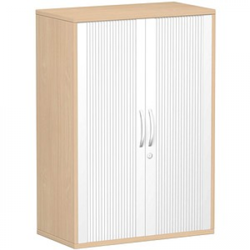 geramöbel Flex Rollladenschrank buche, silber 2 Fachböden 80,0 x 42,5 x 118,2 cm