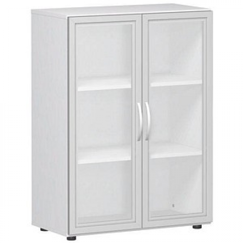 geramöbel Aktenschrank Flex, S-383802-GTW weiß, Acrylglas satiniert 2 Fachböden 80,0 x 42,0 x 110,4 cm