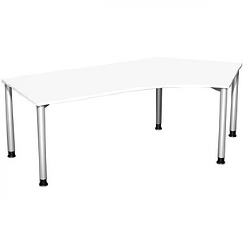 geramöbel Flex höhenverstellbarer Schreibtisch weiß, silber L-Form, 5-Fuß-Gestell silber 216,6 x 113,0 cm