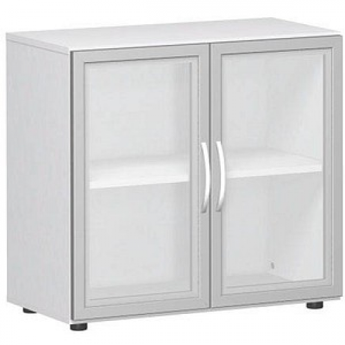 geramöbel Aktenschrank Flex, S-382800-GTW weiß, Acrylglas satiniert 1 Fachboden 80,0 x 42,0 x 75,2 cm