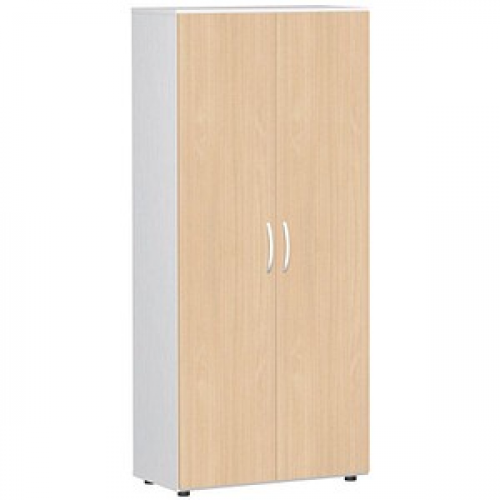 geramöbel Aktenschrank Flex, S-385100-BW weiß, buche 4 Fachböden 80,0 x 42,0 x 180,8 cm