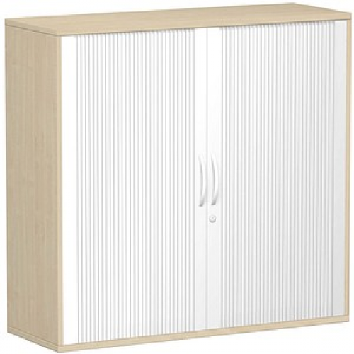 geramöbel Flex Rollladenschrank ahorn, silber 2 Fachböden 120,0 x 42,5 x 118,2 cm