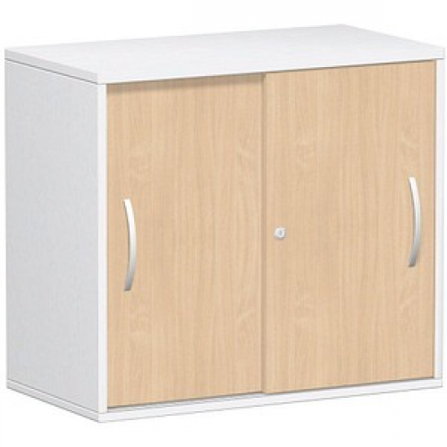 geramöbel Schiebetürenschrank Flex, S-381501-BW weiß, buche 1 Fachboden 80,0 x 42,5 x 72,0 cm