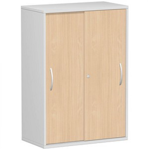 geramöbel Schiebetürenschrank Flex, S-383502-BL lichtgrau, buche 2 Fachböden 80,0 x 42,5 x 118,2 cm