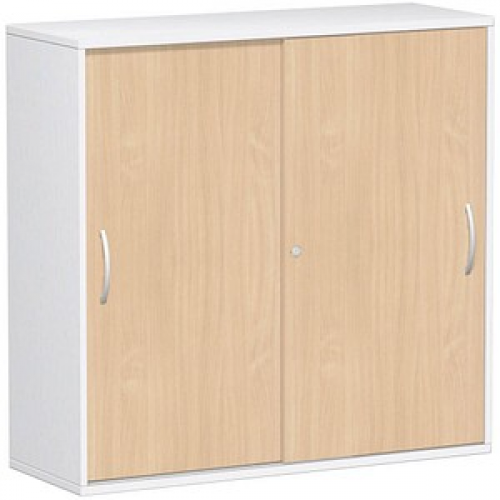 geramöbel Schiebetürenschrank Flex, S-312353-BW weiß, buche 2 Fachböden 120,0 x 42,5 x 118,2 cm