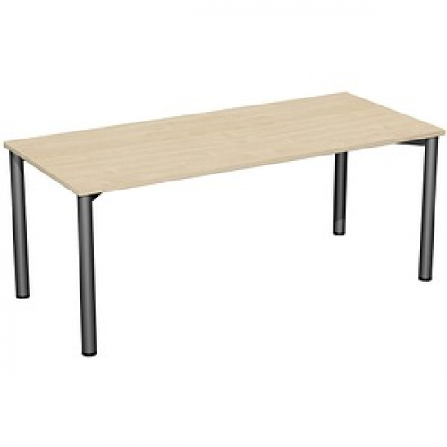 geramöbel Flex Schreibtisch ahorn, anthrazit rechteckig, 4-Fuß-Gestell grau 180,0 x 80,0 cm