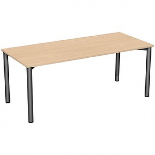 geramöbel Flex Schreibtisch buche, anthrazit rechteckig, 4-Fuß-Gestell grau 180,0 x 80,0 cm