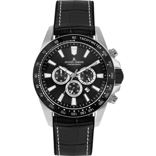 Jacques Lemans 1-2140A Herren-Armbanduhr Chronograph Liverpool Schwarz