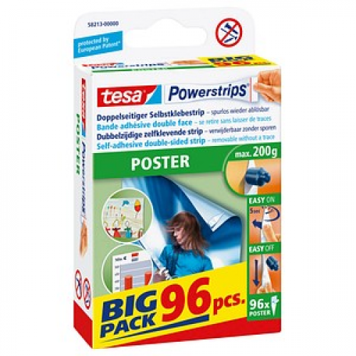 tesa Powerstrips POSTER Klebestreifen für max. 200,0 g 1,5 x 4,5 cm, 96 St.